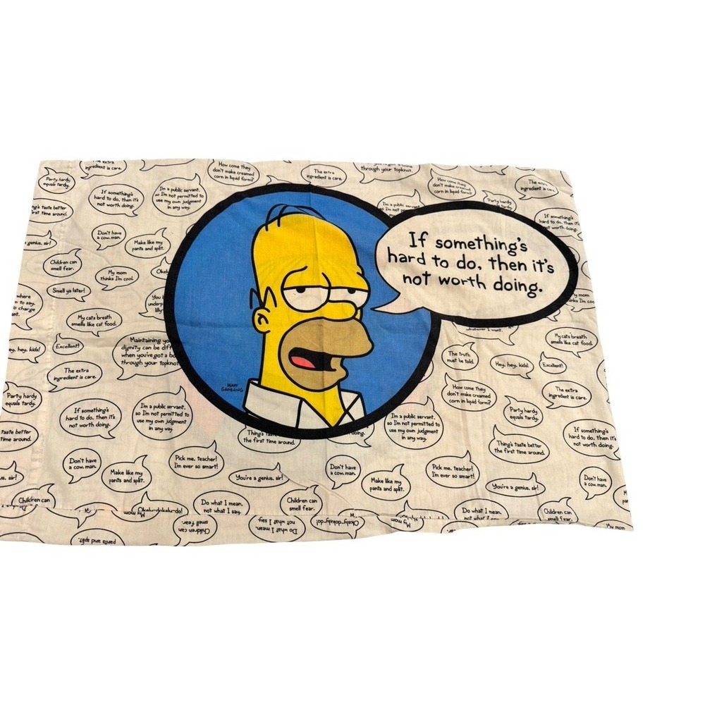 VTG THE SIMPSONS STANDARD PILLOWCASE RALPH WIGGUM PICKING NOSE HOMER GROANING